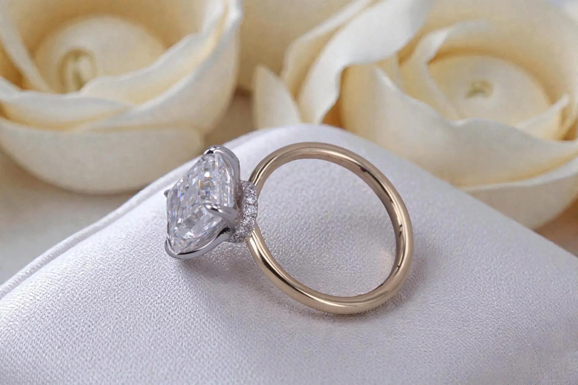 Custom two-tone engagement ring for couples in Poway